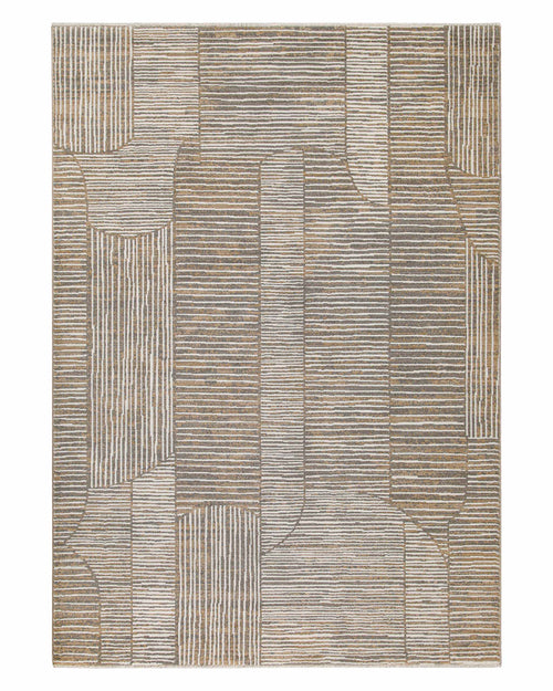 Esprit Kurzflor Teppich Raymond in Beige Grau als Freisteller mit modernem geometrischem Muster