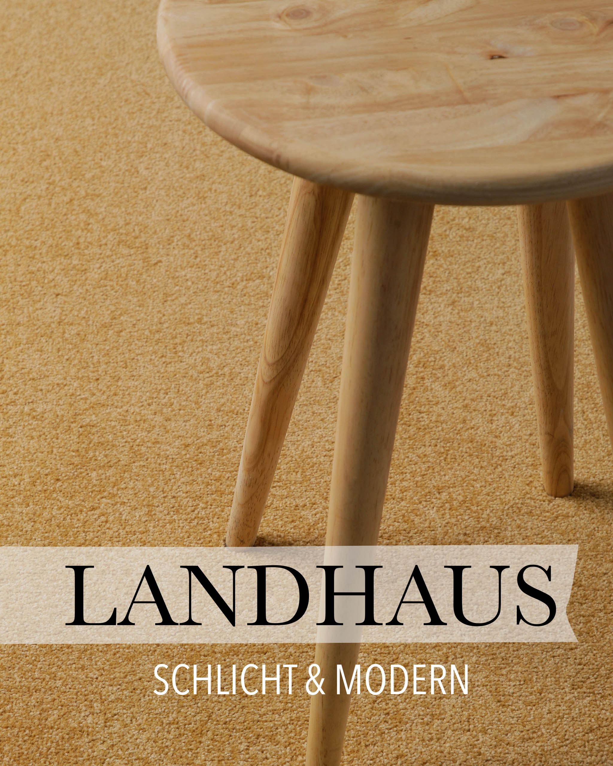 Wohnszene mit hervorgehobenen Produkteigenschaften wie natürlicher Look und geprüfte Qualität