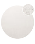 Kurzflor Teppich Montepulciano Creme Weiß rund, Draufsicht mit Detail der feinen Florstruktur