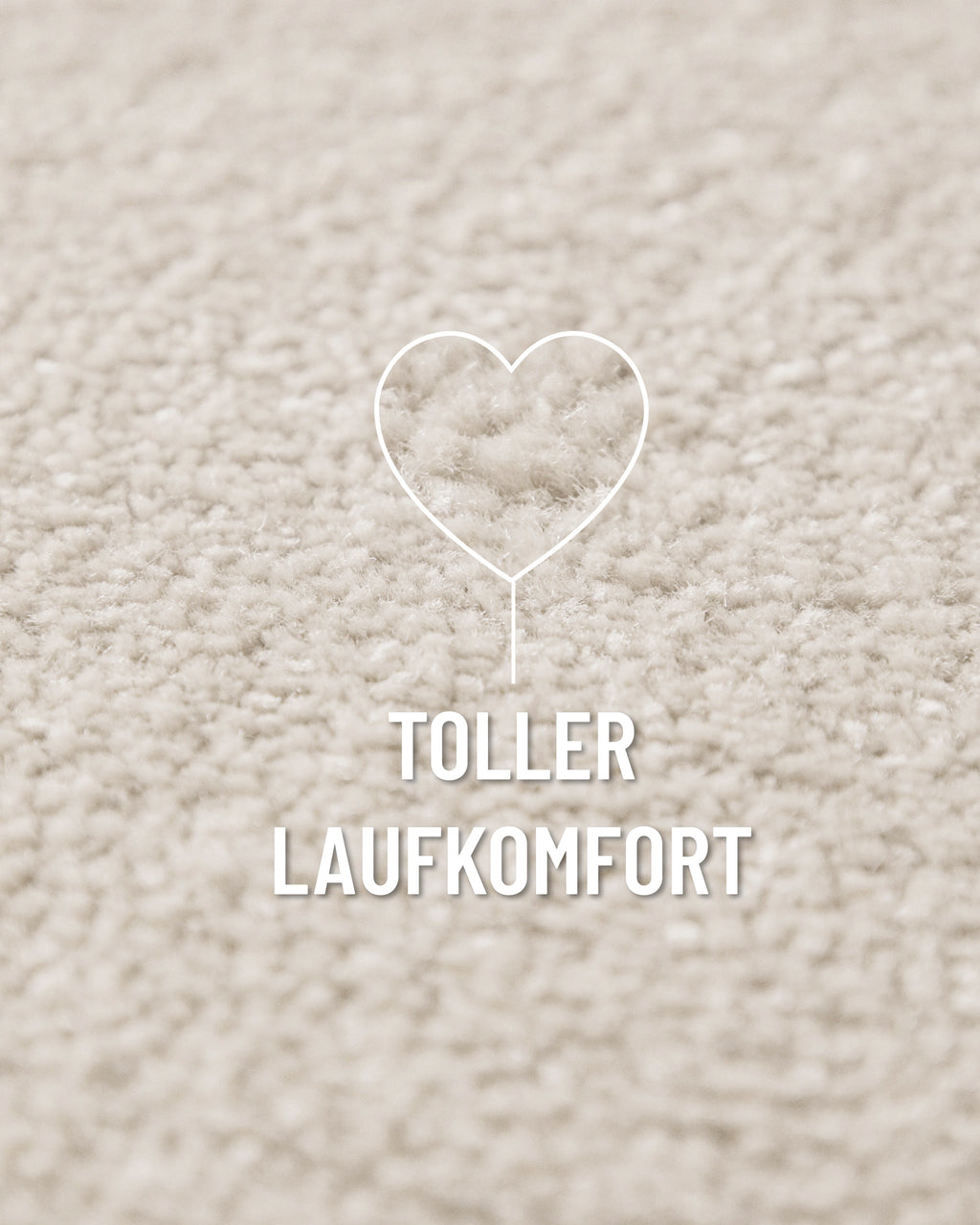 Kurzflor Teppich Vegas Creme rund Nahaufnahme mit Einblendung zum Laufkomfort, weiche Oberfläche sichtbar