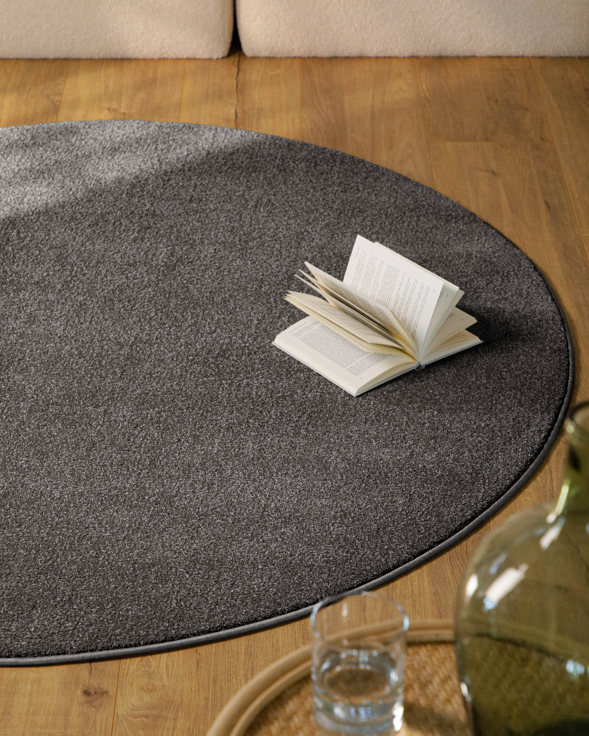 ESPRIT Vegas rund uni anthrazit grau Teppich Kurzflor gewebt, modern, 15 mm – Weconhome Shop