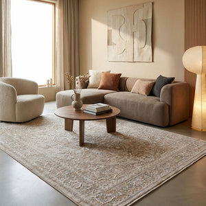 {"class" => "product-thumbnails__image", "alt" => "Esprit Kurzflor Teppich Soft Vintage in Sand Beige mit klassischem Vintage Muster im Wohnzimmer vor Sofa und Couchtisch"}