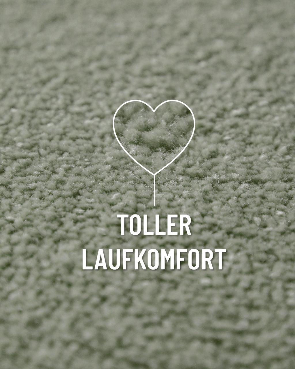 Kurzflor Teppich Vegas Hellgrün Nahaufnahme mit Einblendung zum Laufgefühl, gleichmäßige Florstruktur
