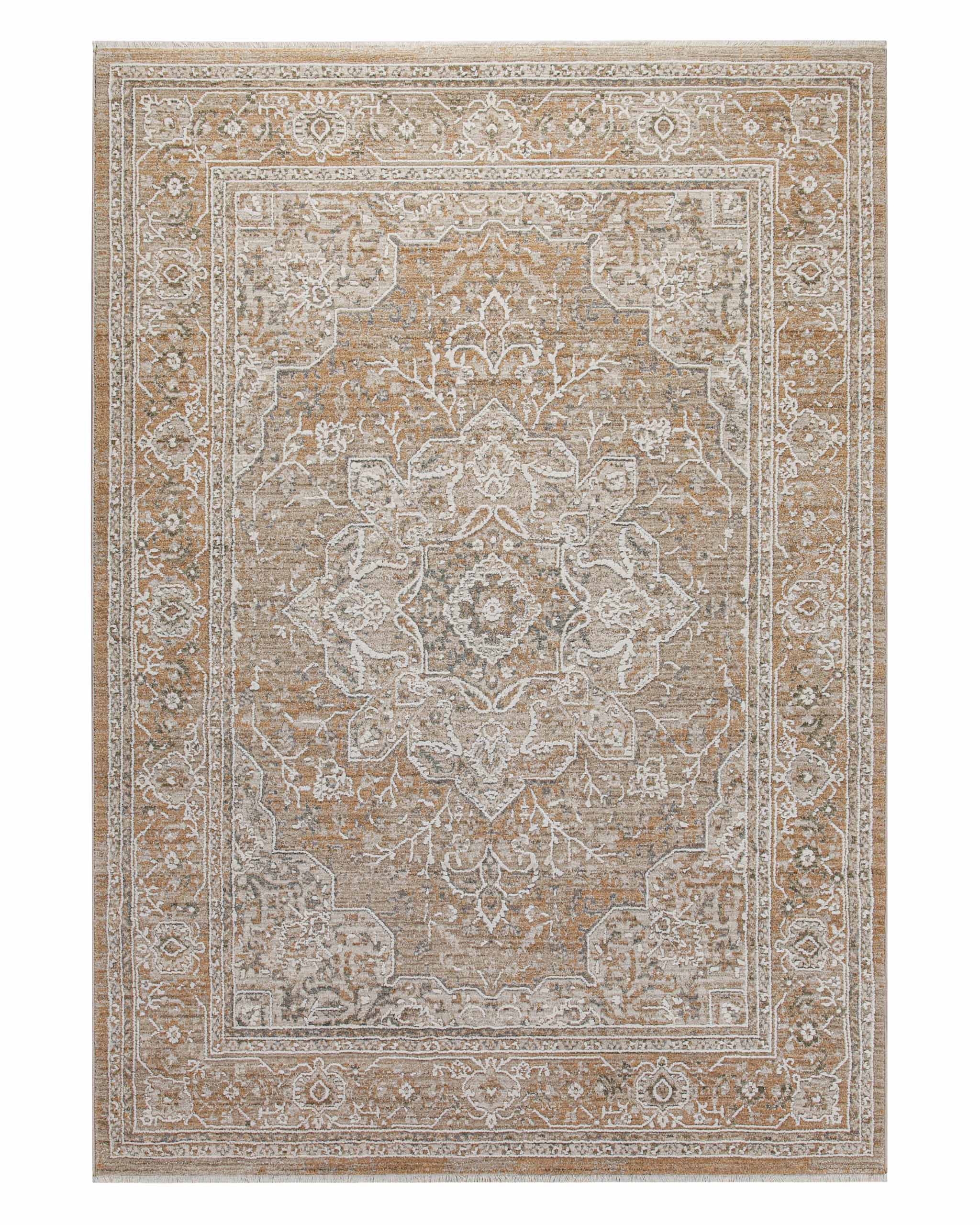 Esprit Kurzflor Teppich Vintage Soul in Braun Beige als Freisteller mit klassischem Vintage Muster