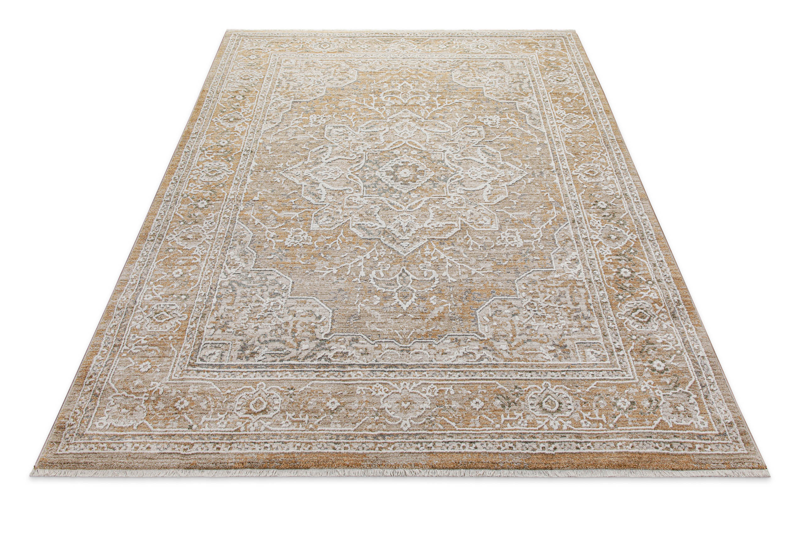 Esprit Kurzflor Teppich Vintage Soul in Braun Beige in Produktansicht von oben mit klassischem Vintage Muster
