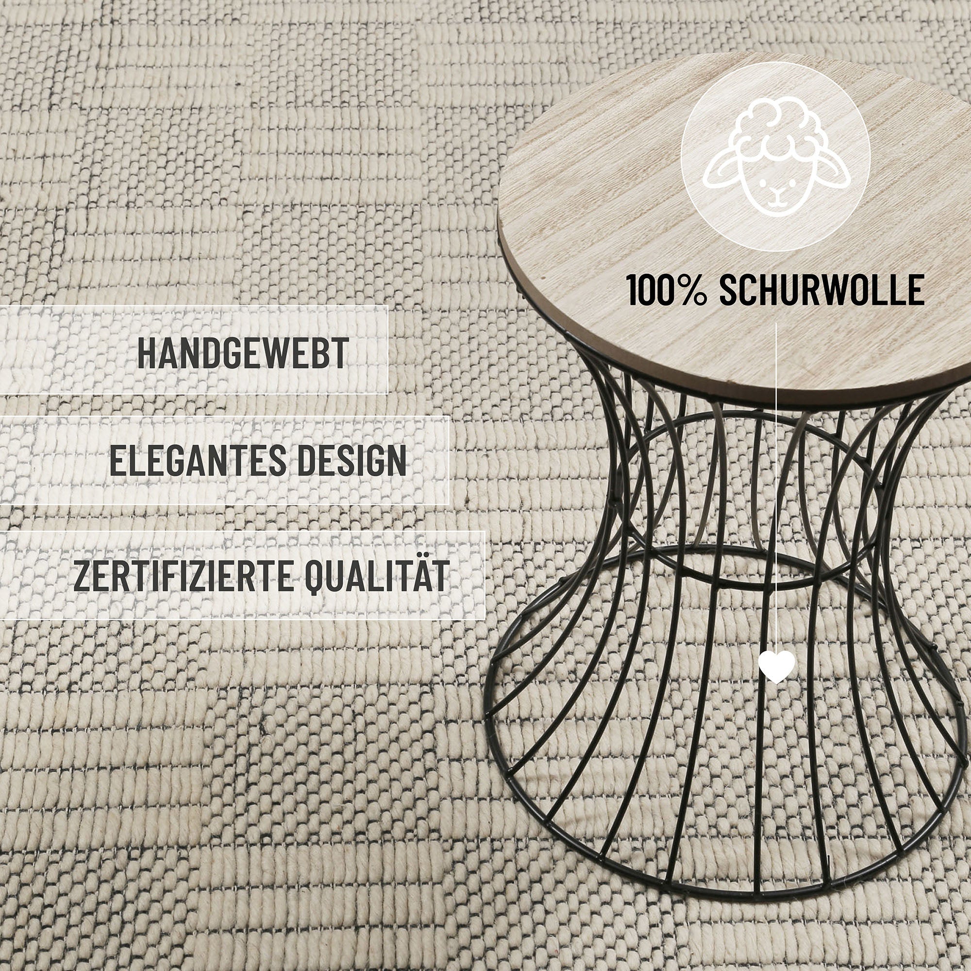 Wollteppich Creme Weiß "Lani" WECONhome