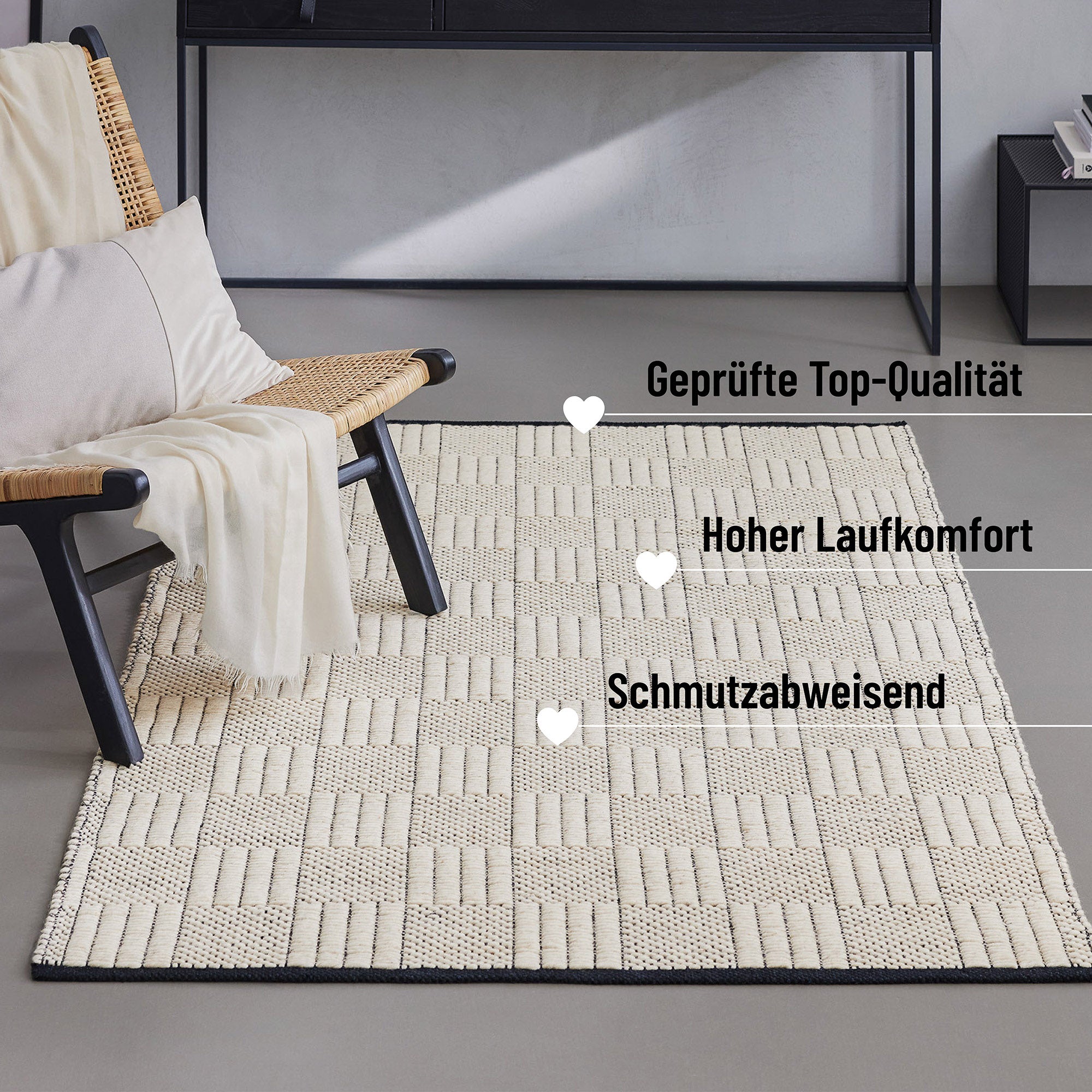 Wollteppich Creme Weiß "Lani" WECONhome