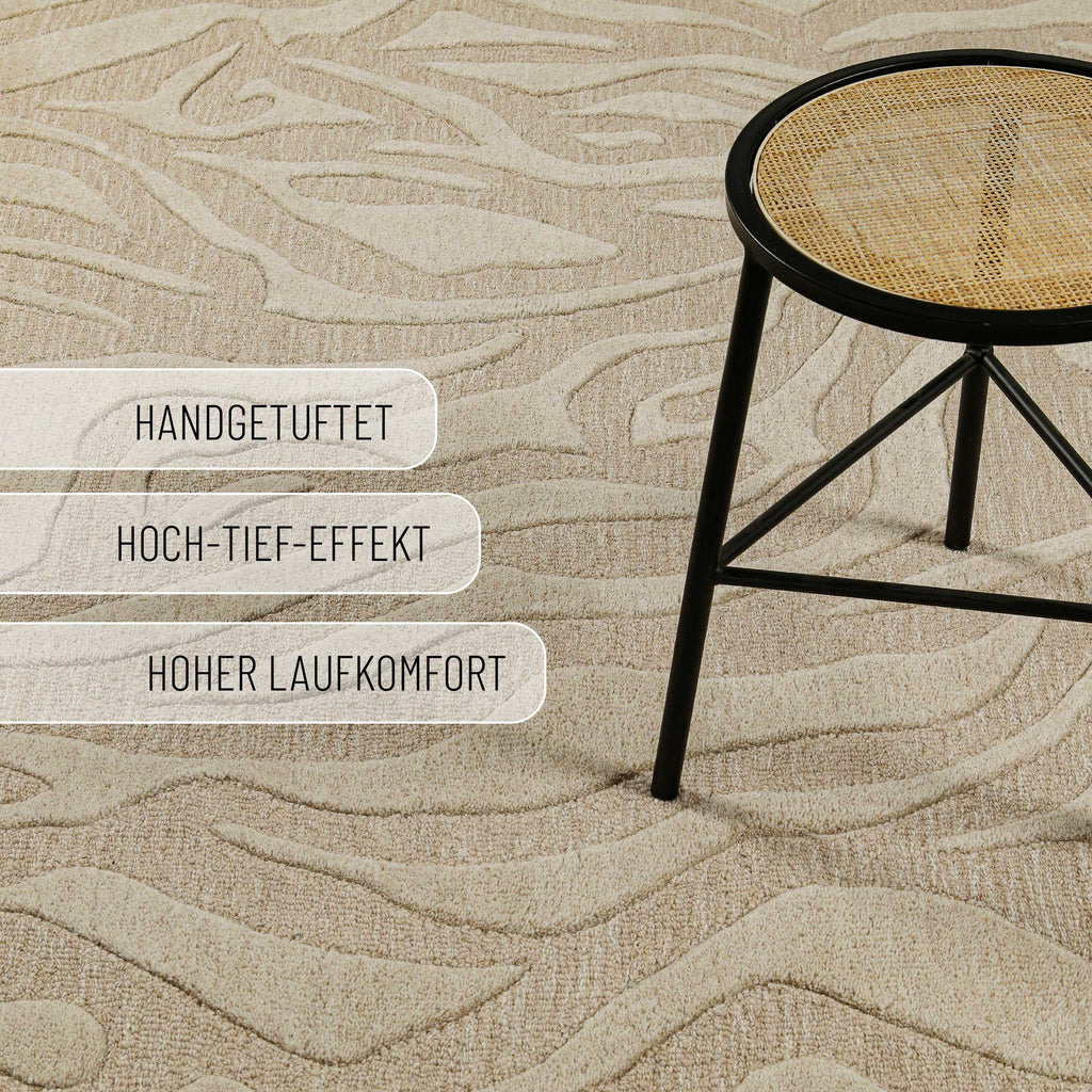 Kurzflorteppich Beige aus Schurwolle "Lior" WECONhome