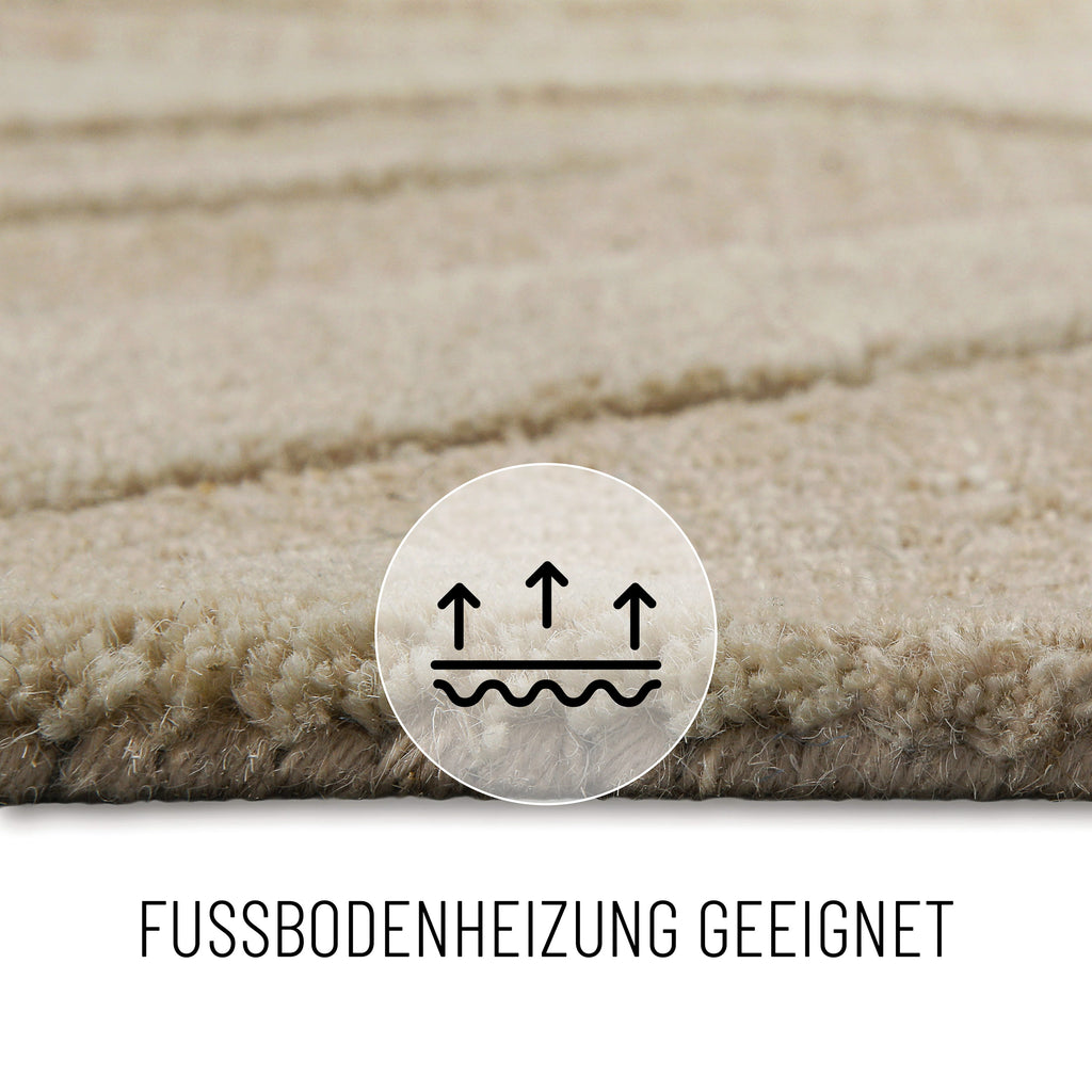 Kurzflorteppich Beige aus Schurwolle "Lior" WECONhome