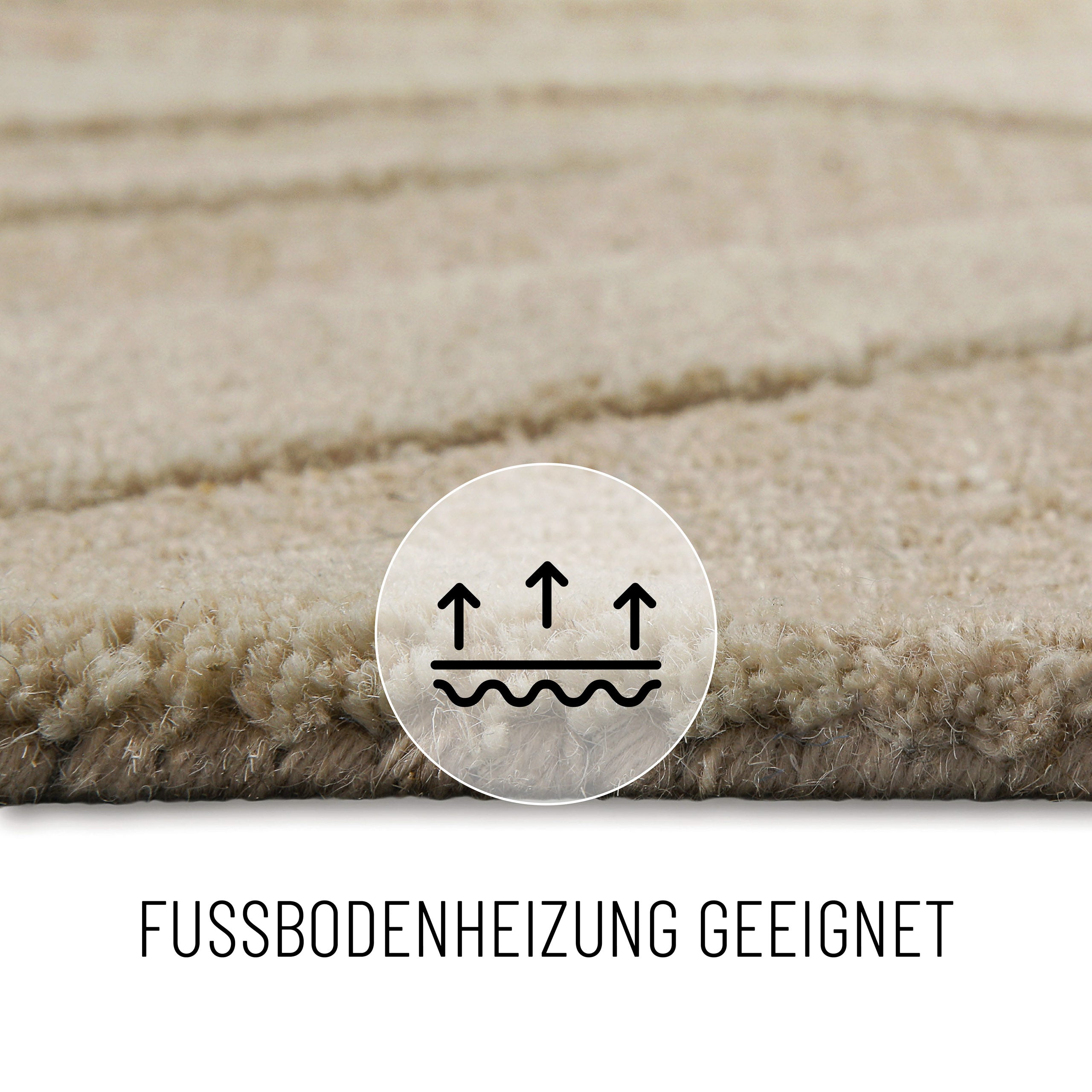 Kurzflorteppich Beige aus Schurwolle "Lior" WECONhome