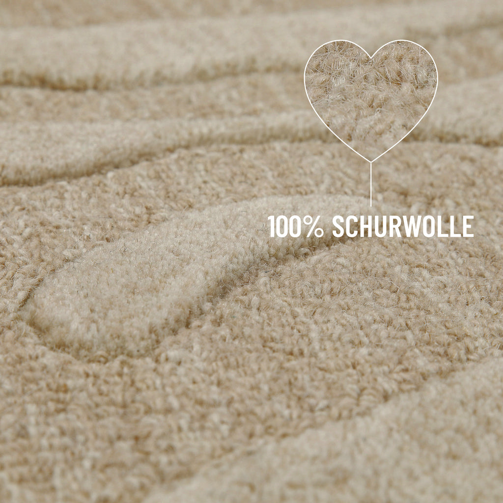 Kurzflorteppich Beige aus Schurwolle "Lior" WECONhome