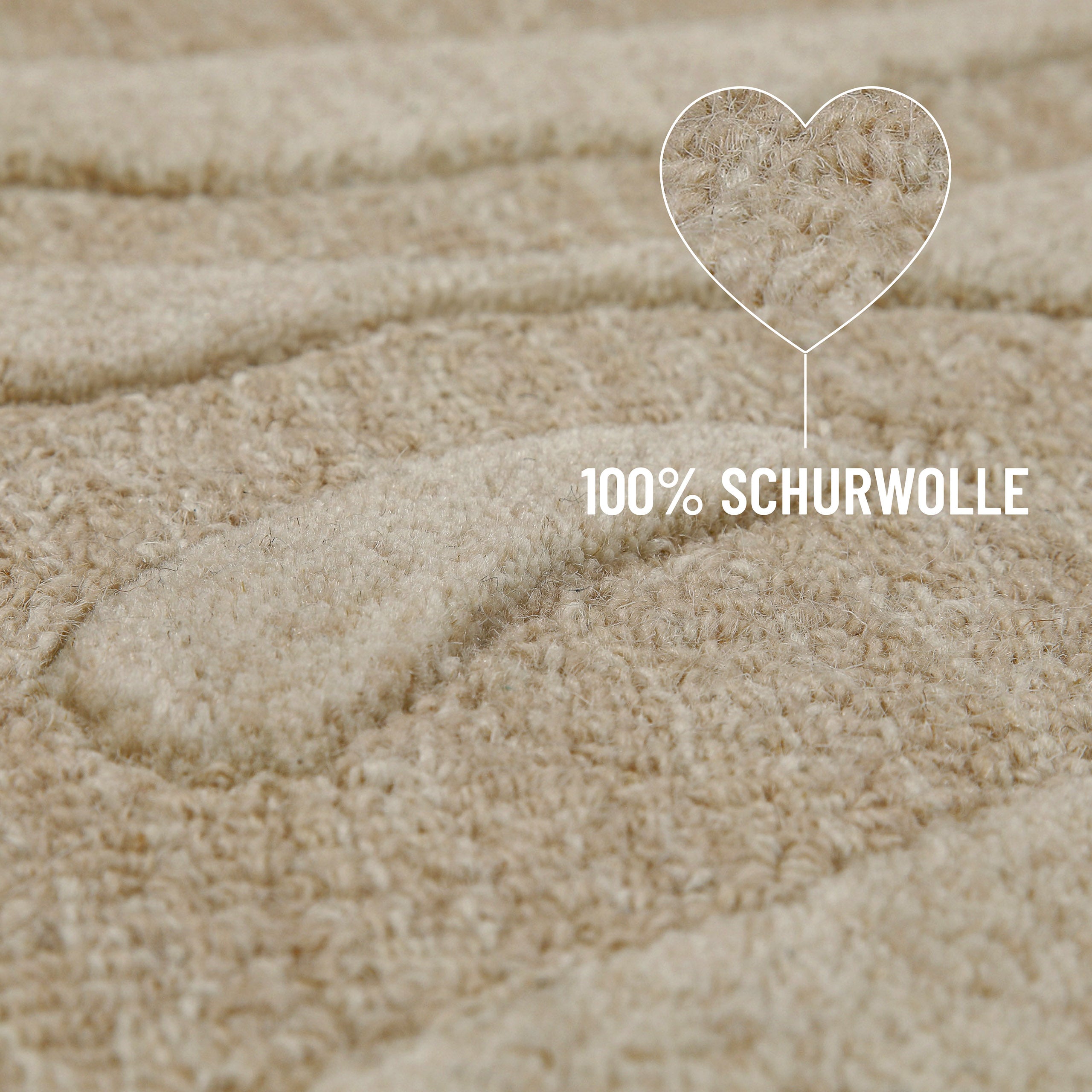 Kurzflorteppich Beige aus Schurwolle "Lior" WECONhome