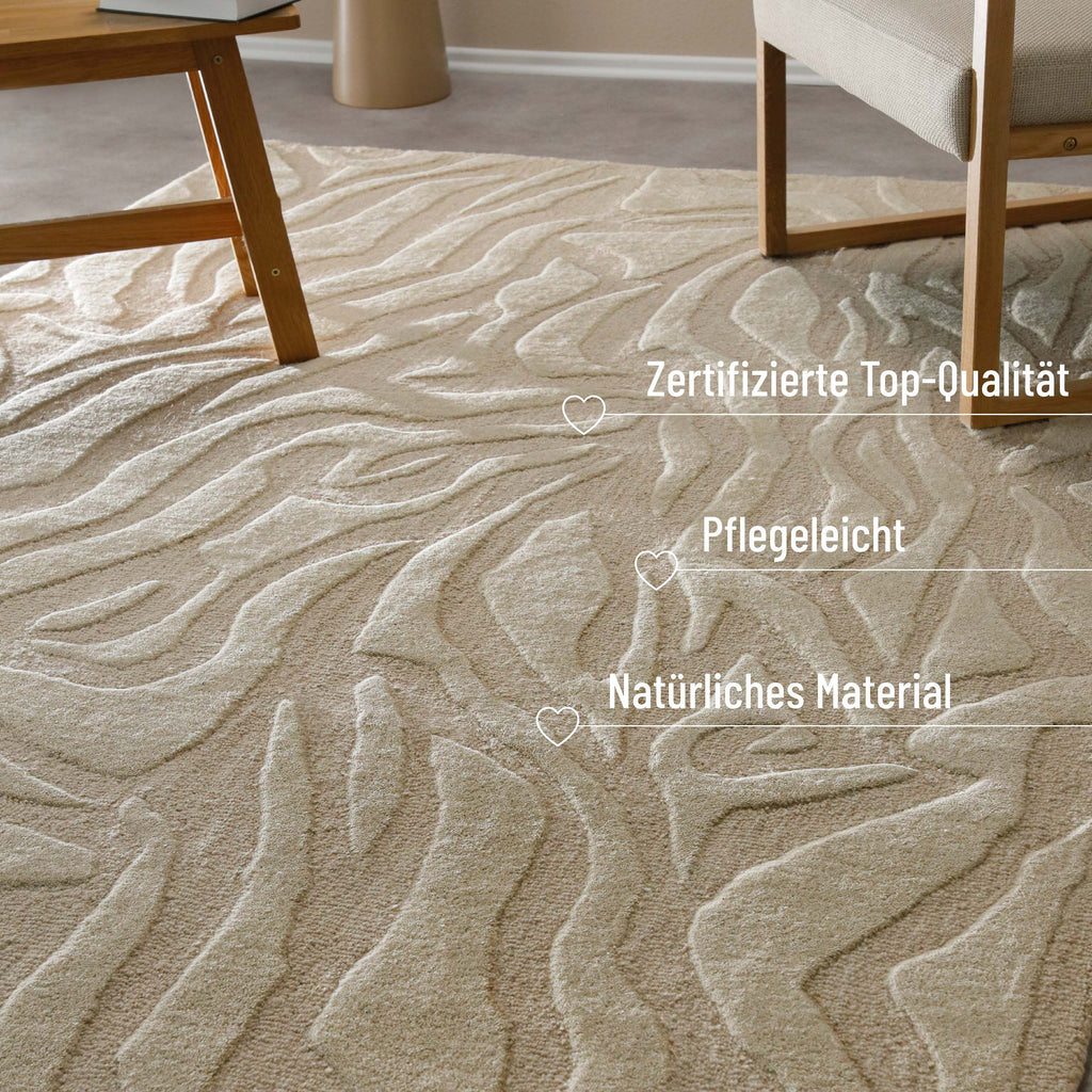 Kurzflorteppich Beige aus Schurwolle "Lior" WECONhome