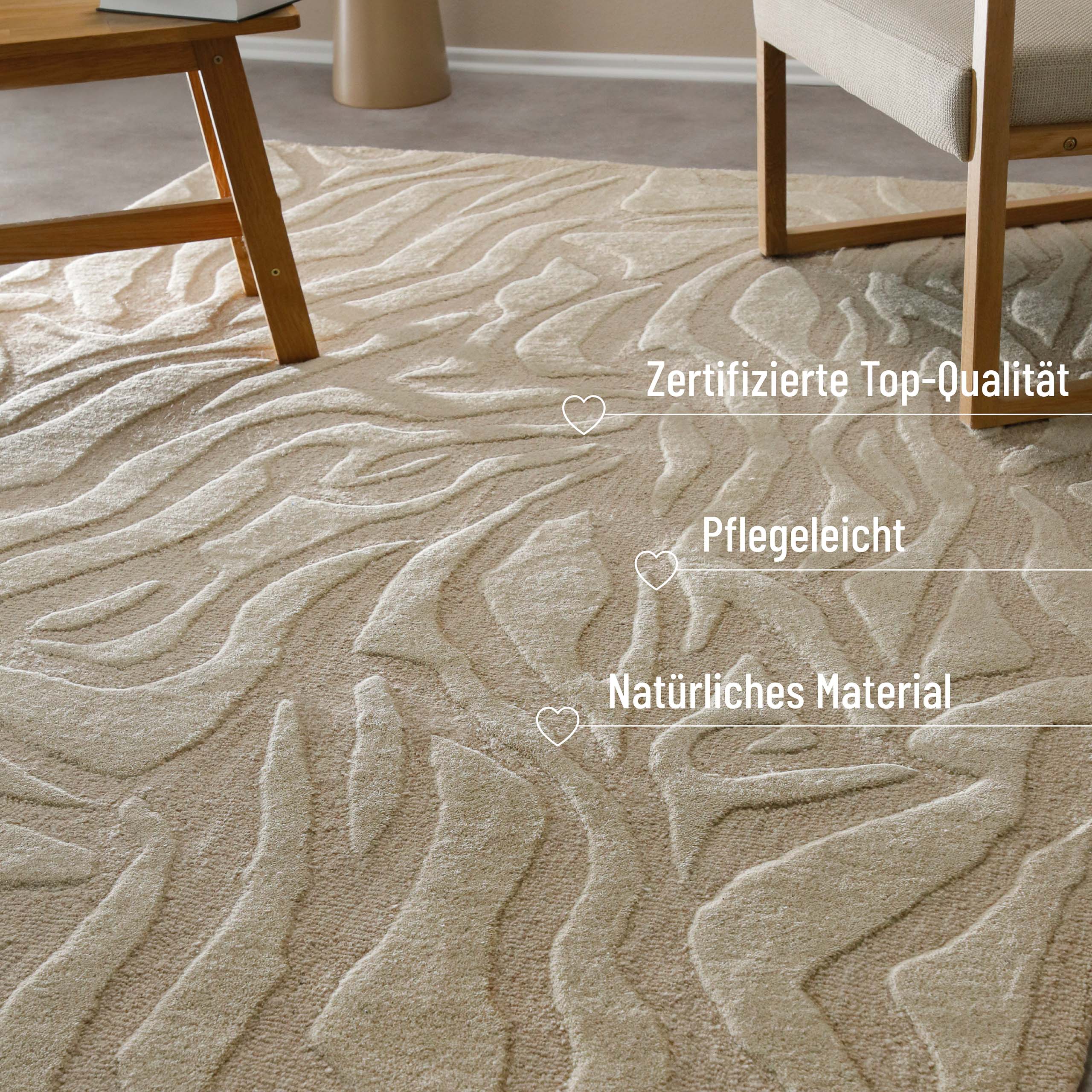 Kurzflorteppich Beige aus Schurwolle "Lior" WECONhome