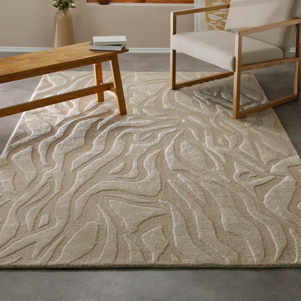 Kurzflorteppich Beige aus Schurwolle "Lior" WECONhome