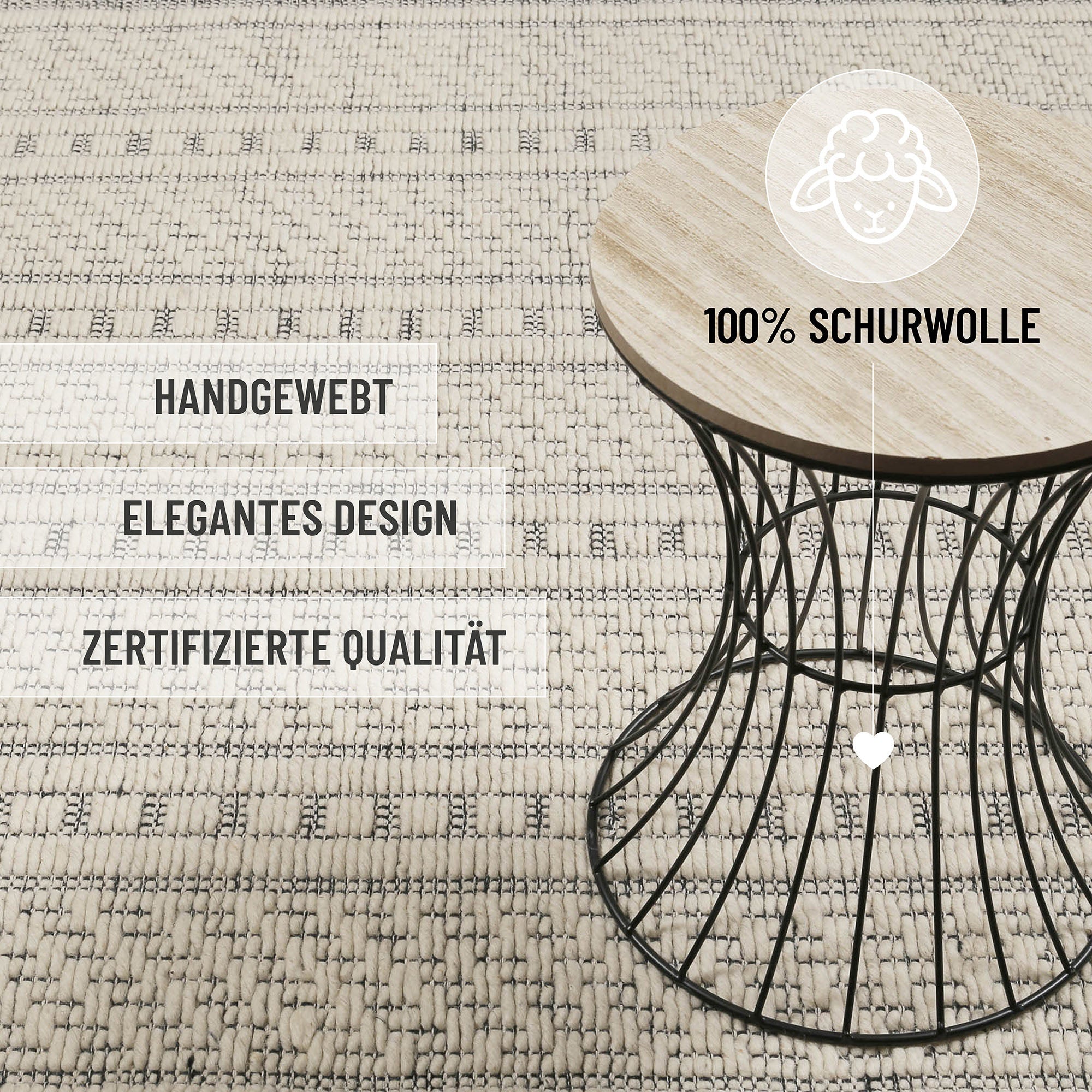 Wollteppich Creme Weiß "Liv" WECONhome