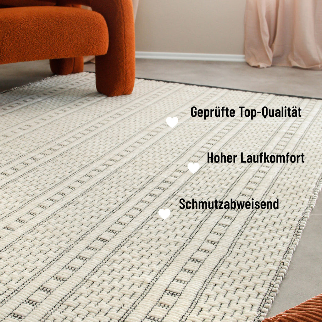 Wollteppich Creme Weiß "Liv" WECONhome