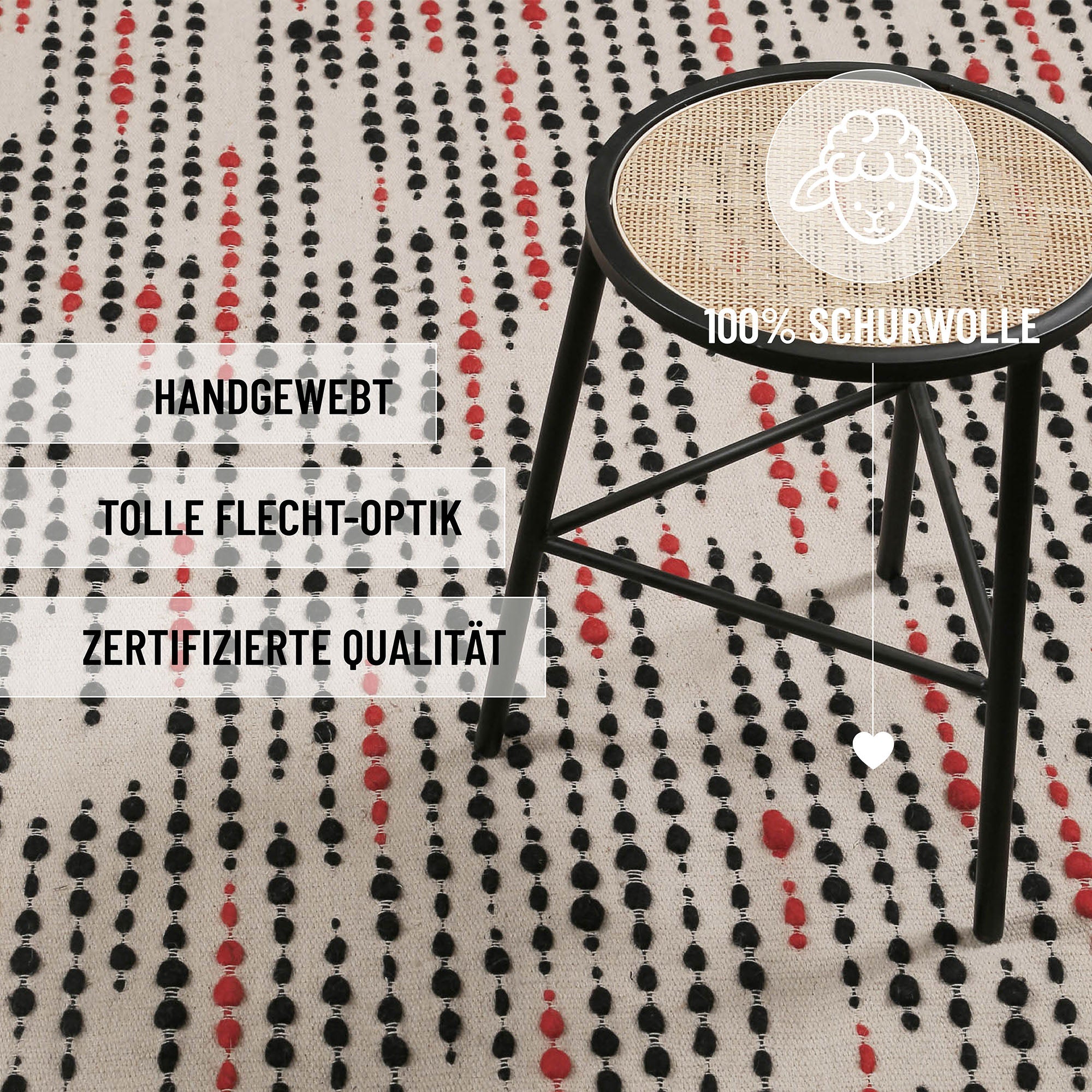Wollteppich Creme Beige "London Red" WECONhome