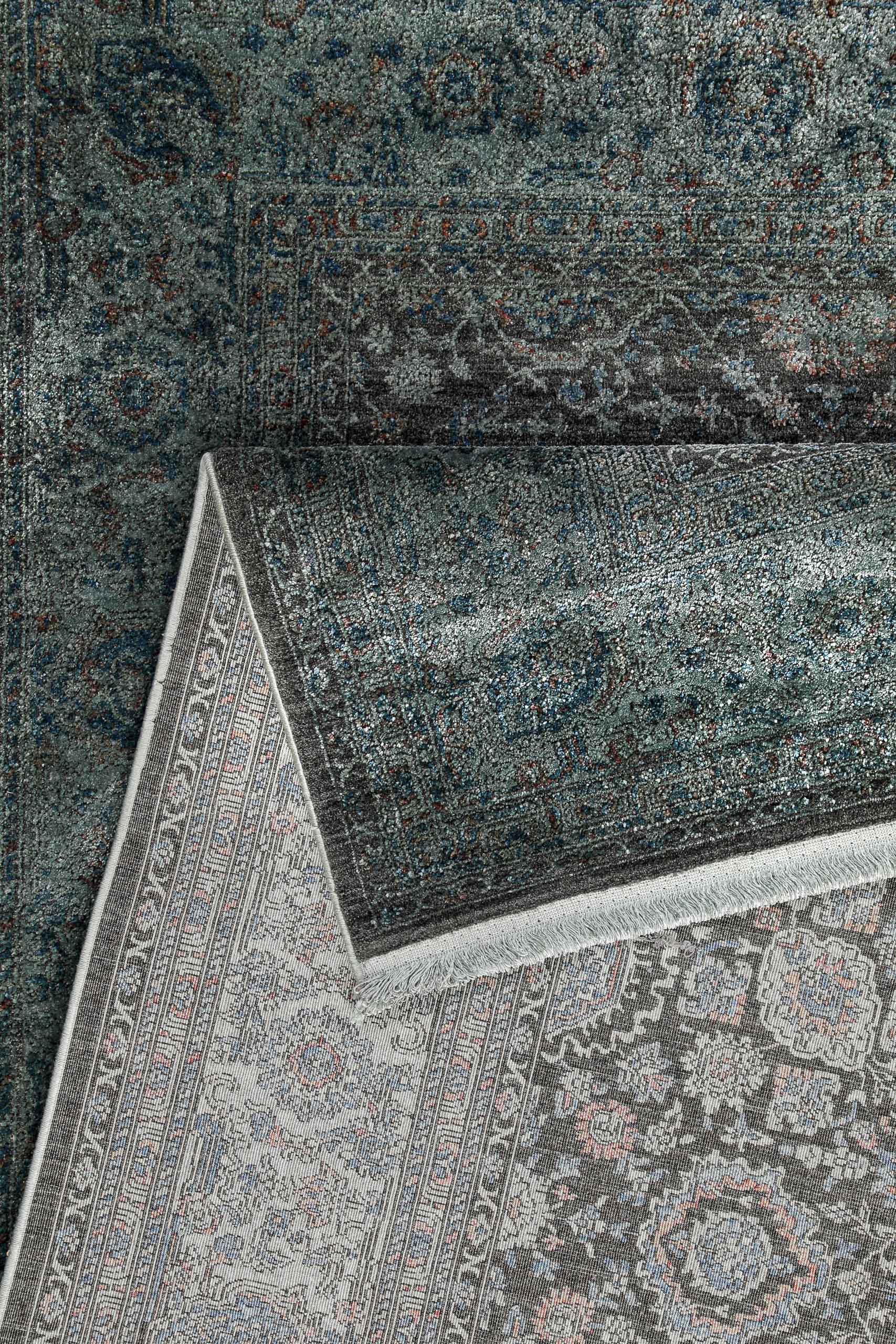 Vintage Kurzflorteppich Grün Grau "LunaSilk" WECONhome