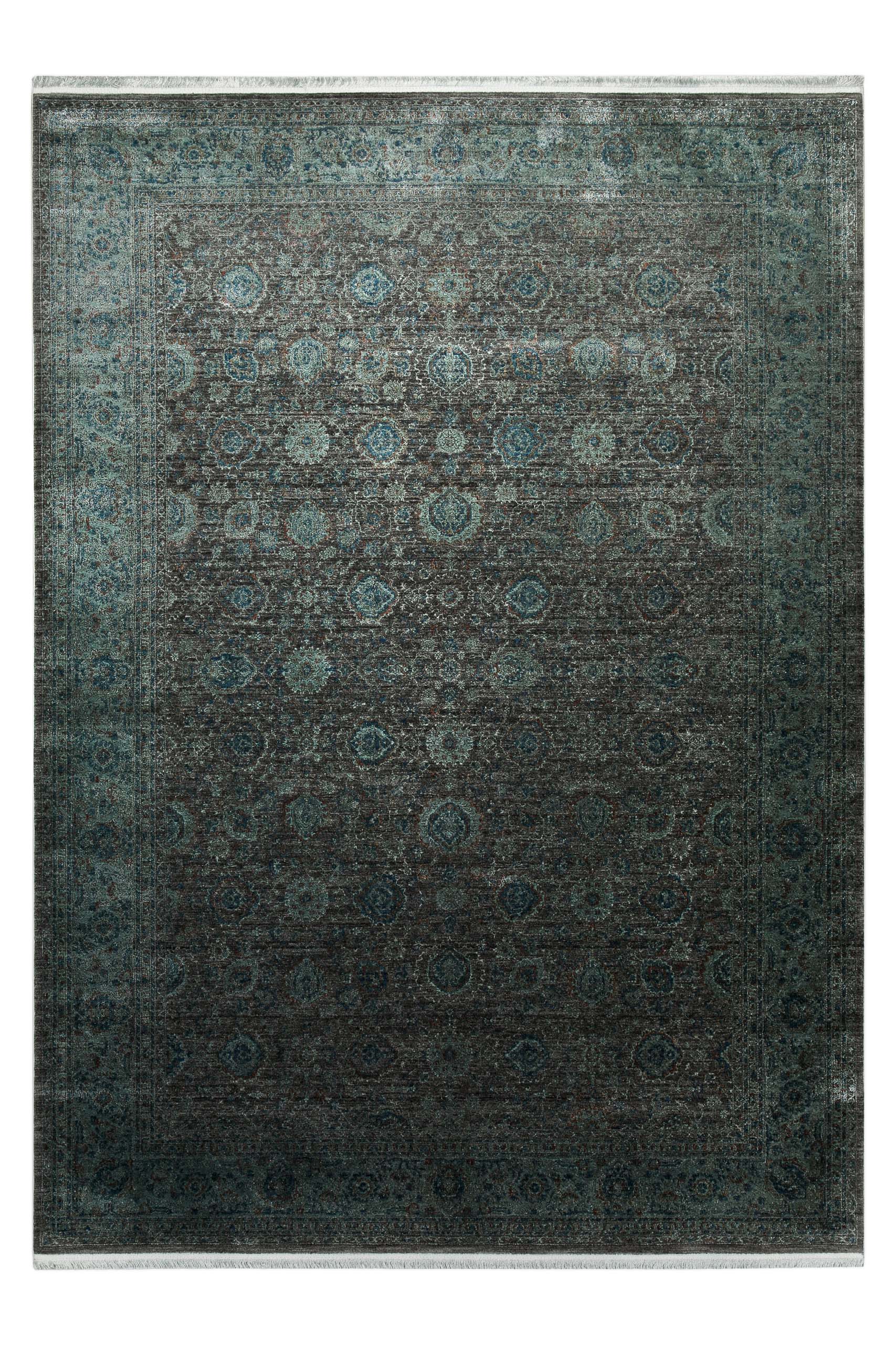 Vintage Kurzflorteppich Grün Grau "LunaSilk" WECONhome