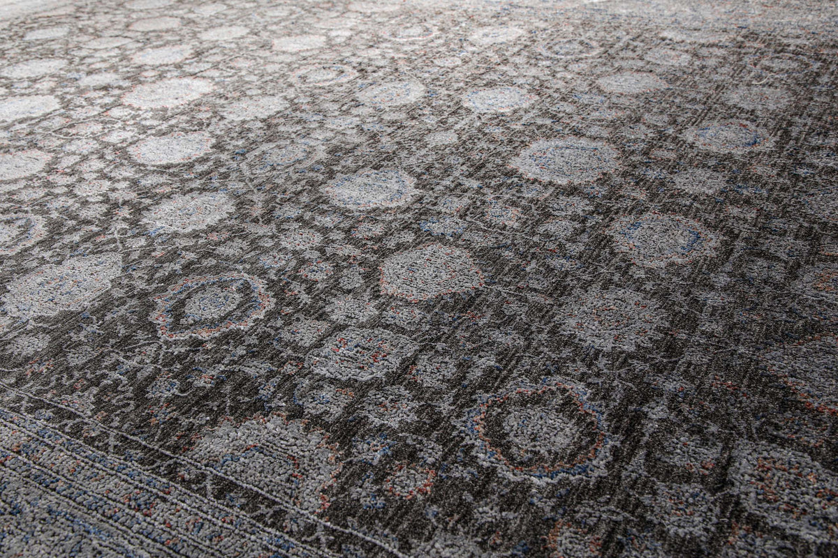 Vintage Kurzflorteppich Blau Grau "LunaSilk" WECONhome