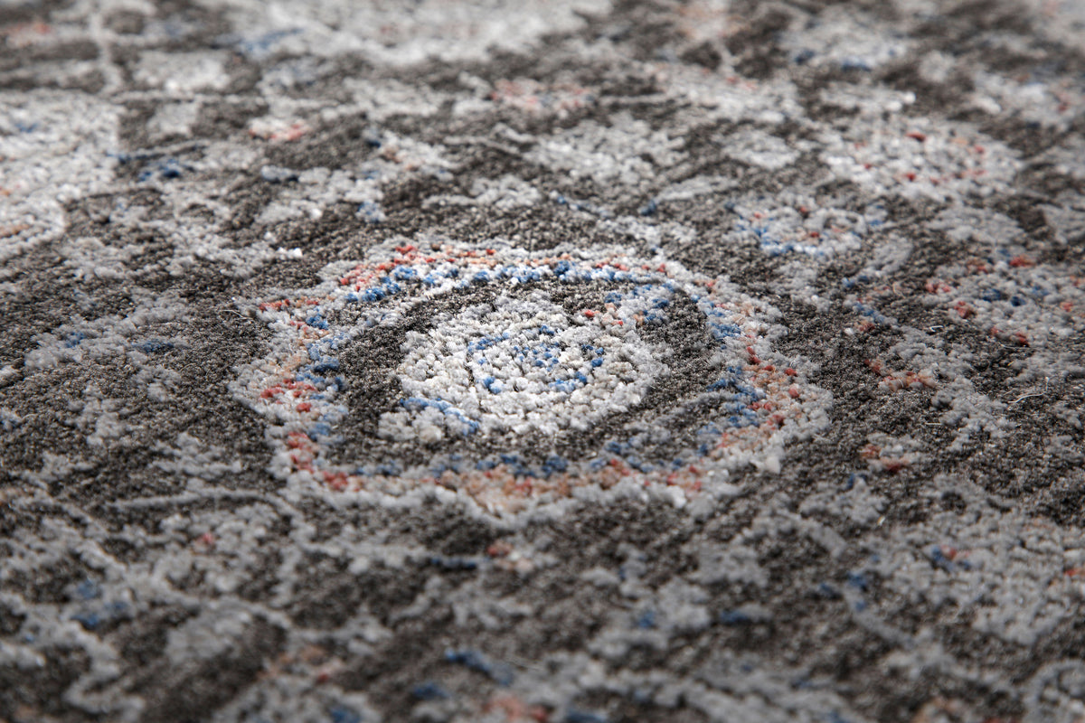 Vintage Kurzflorteppich Blau Grau "LunaSilk" WECONhome