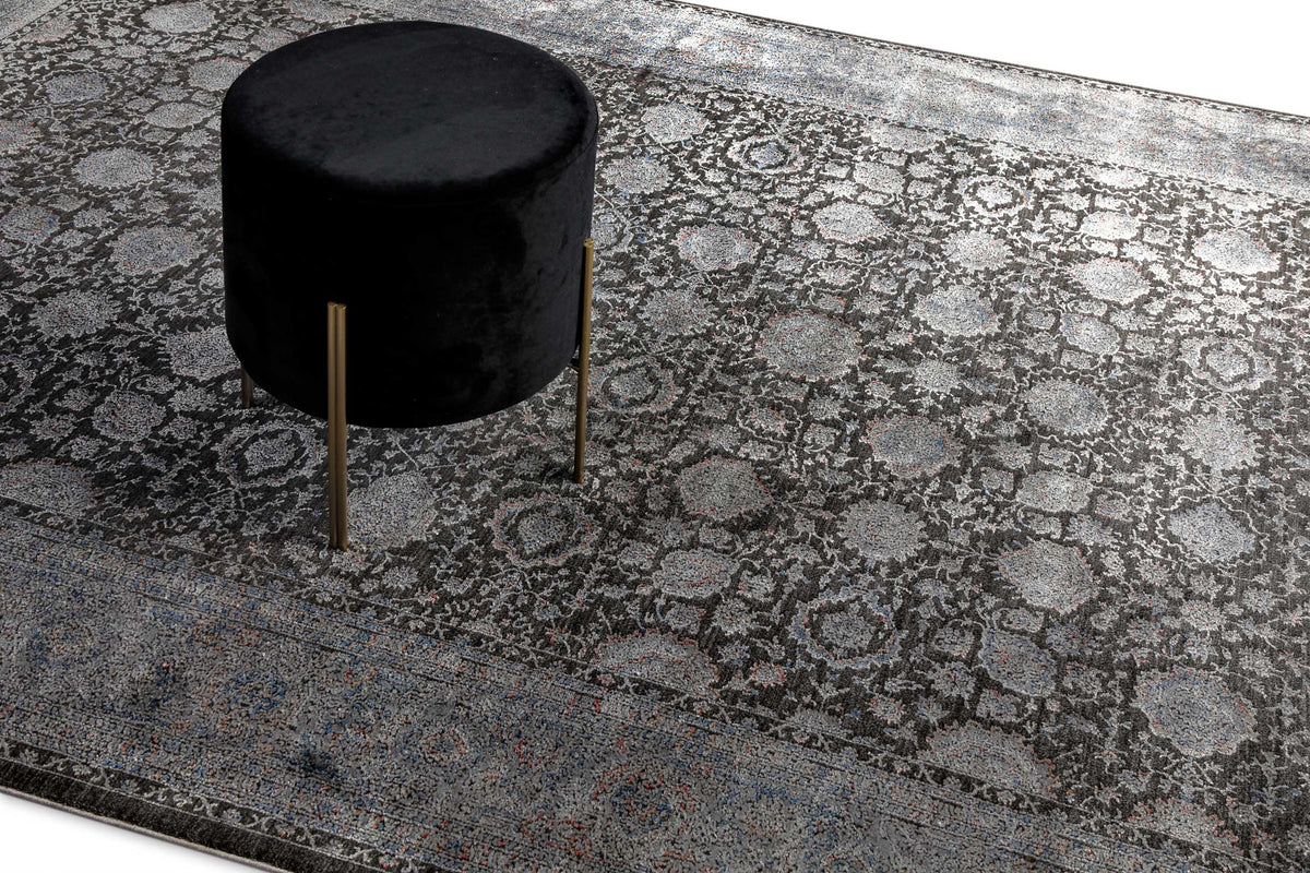 Vintage Kurzflorteppich Blau Grau "LunaSilk" WECONhome