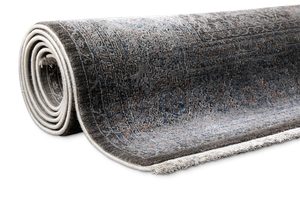 Vintage Kurzflorteppich Blau Grau "LunaSilk" WECONhome