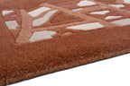 Handgeknüpfter Tibet Teppich in terra braun Retro Bordüre – Neuwertig