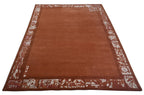 Handgeknüpfter Tibet Teppich in terra braun Retro Bordüre – Neuwertig