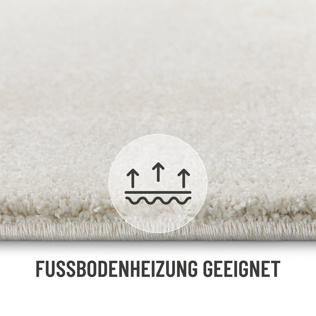 Kurzflorteppich Creme Weiß "Manta" Homie Living