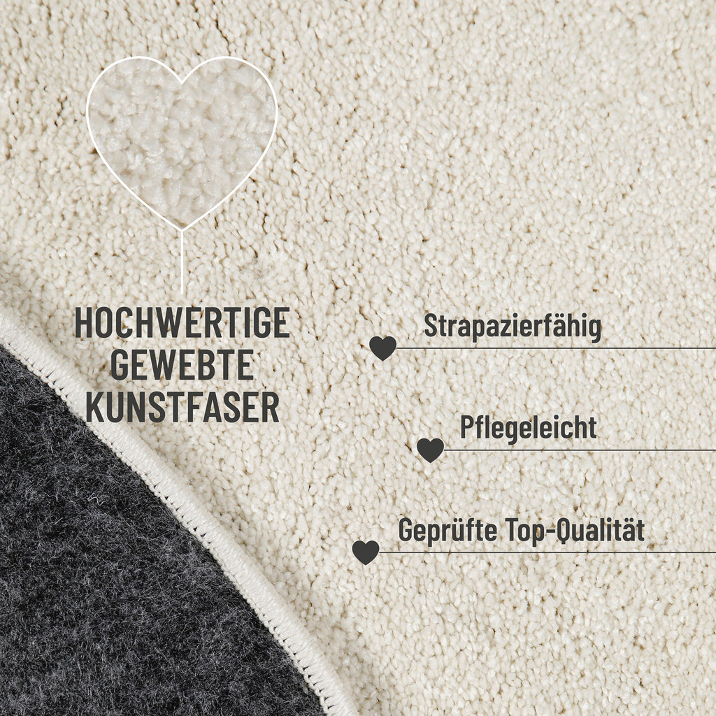 Kurzflorteppich Creme Weiß "Manta" Homie Living