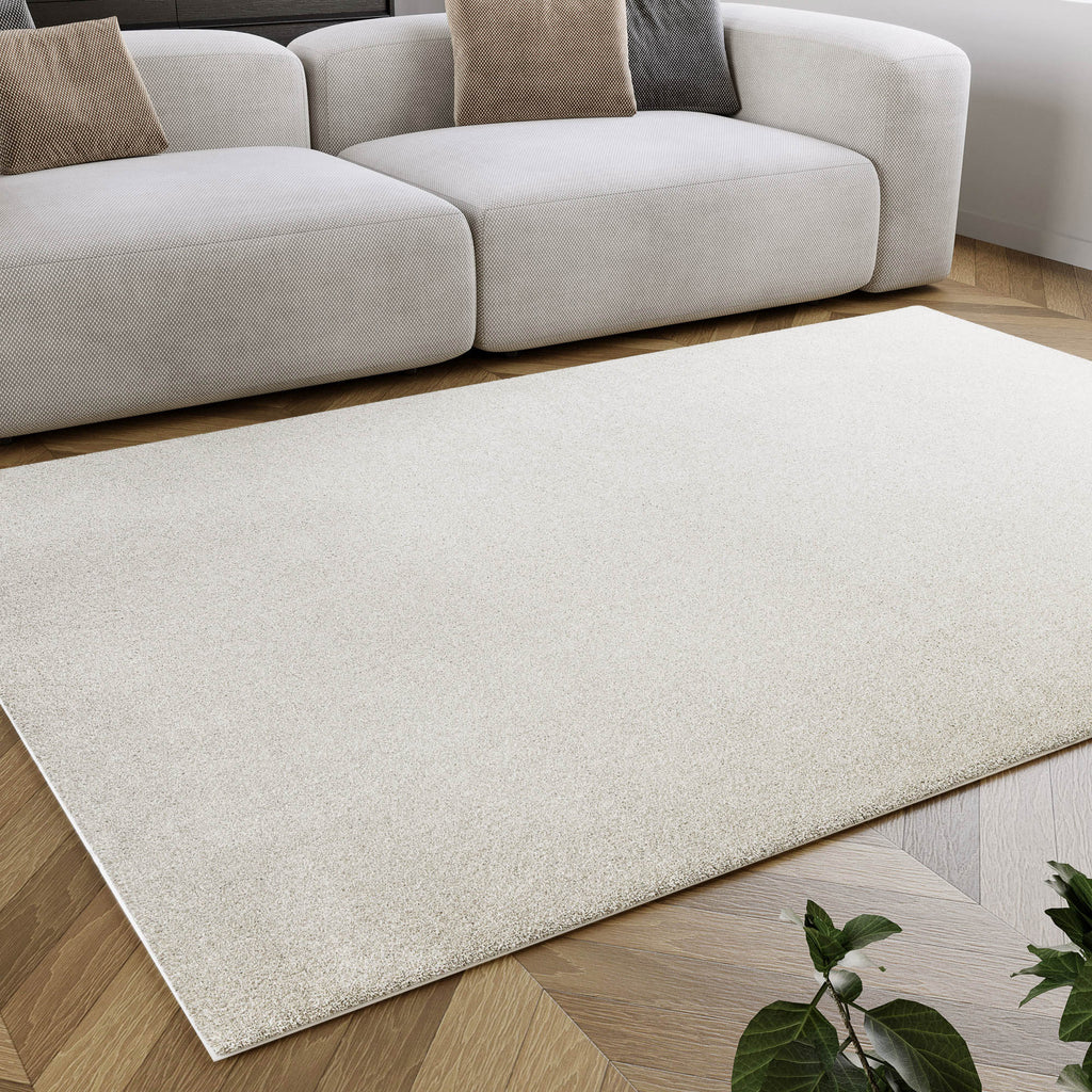 Kurzflorteppich Creme Weiß "Manta" Homie Living