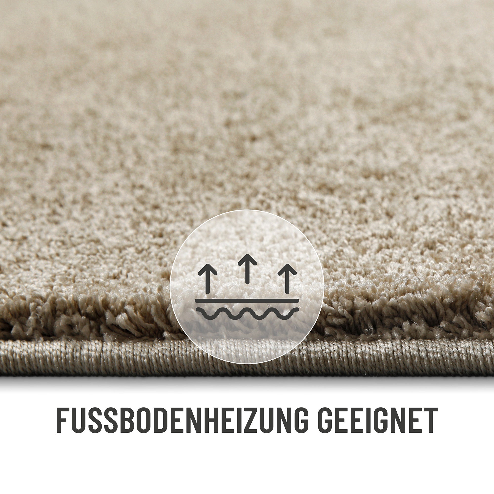 Kurzflorteppich Rund Sand Beige "Manta" Homie Living