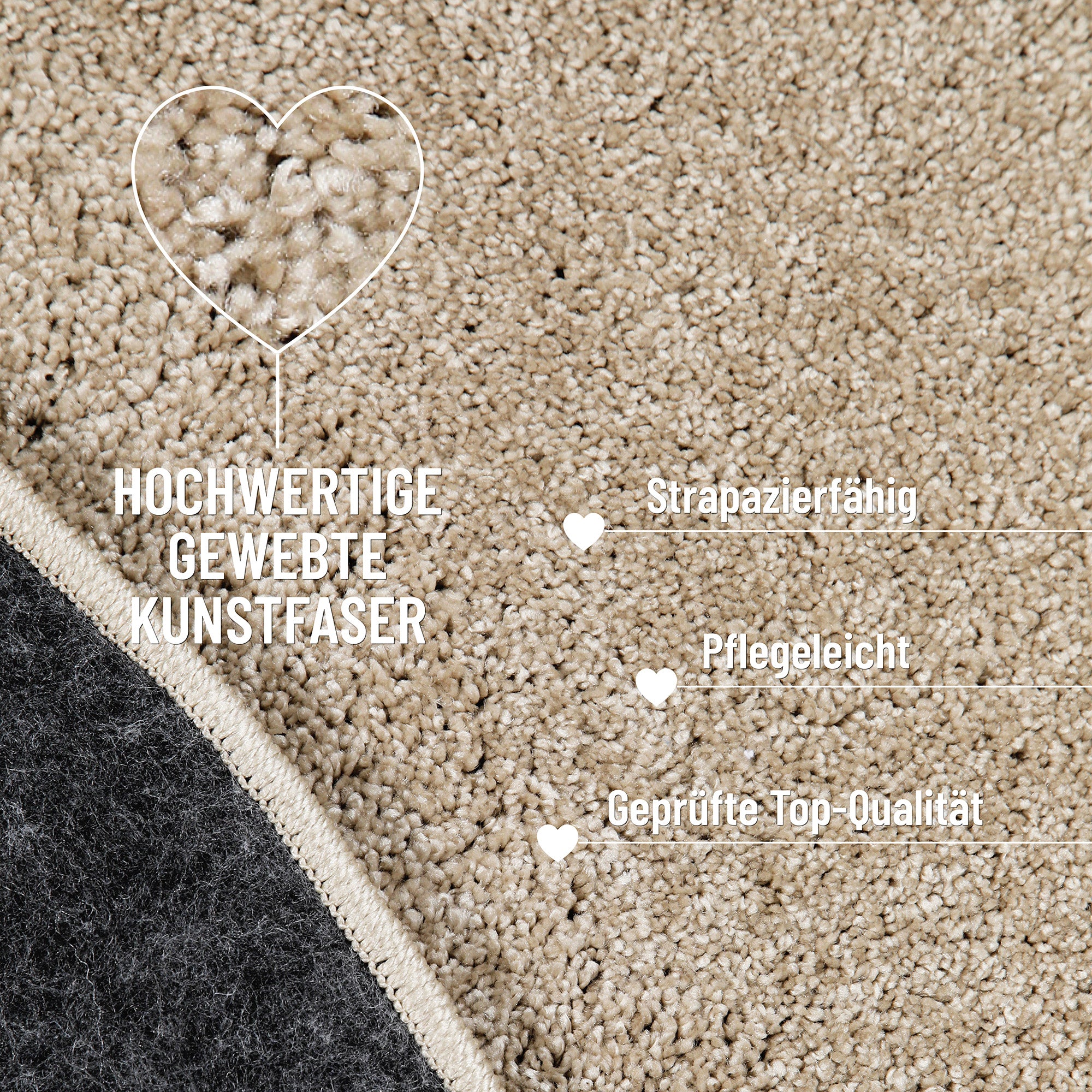 Kurzflorteppich Sand Beige "Manta" Homie Living