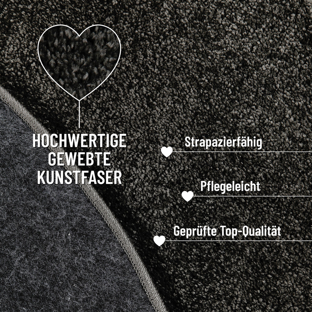 Kurzflorteppich Rund Anthrazit "Manta" Homie Living