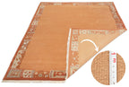 Handgeknüpfter Tibet Teppich in Apricot mit Retro Bordüre – Neuwertig