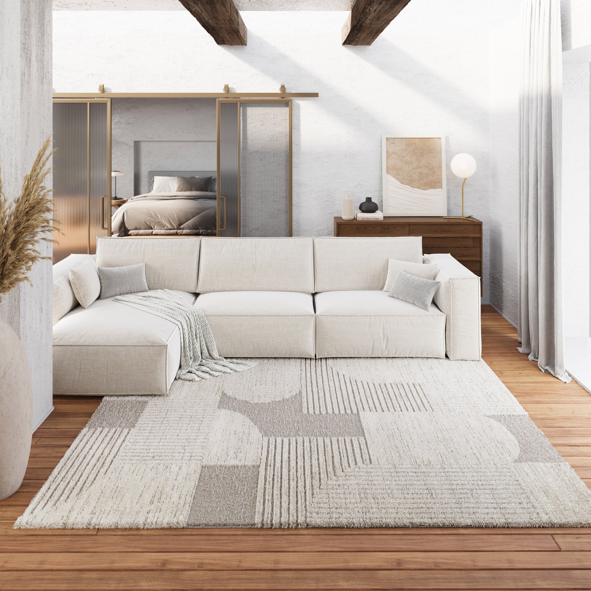 Kurzflor Teppich Creme Beige "Mats" WECONhome