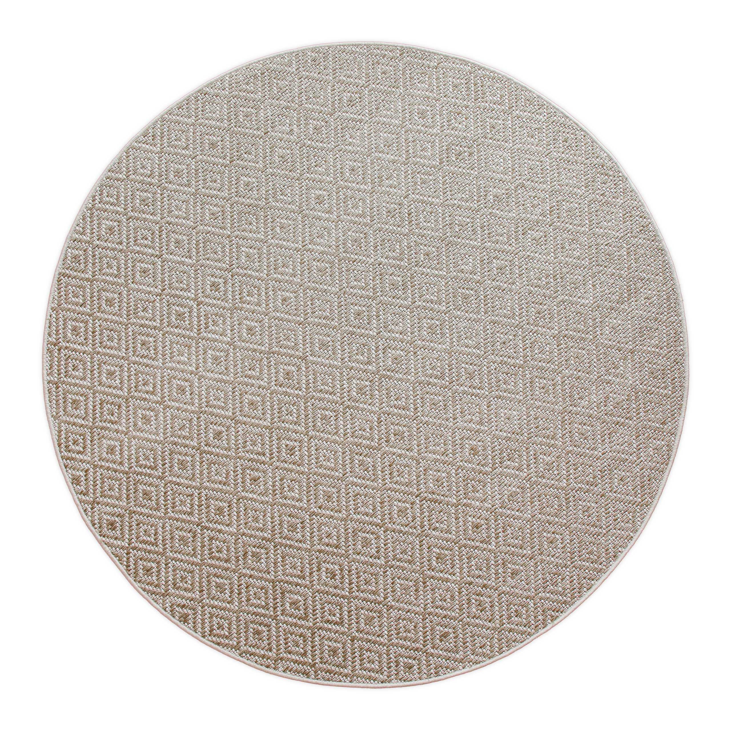 In- & Outdoor Teppich Rund Creme Weiß, pflegeleicht & wetterfest "Miami Beach" WECONhome