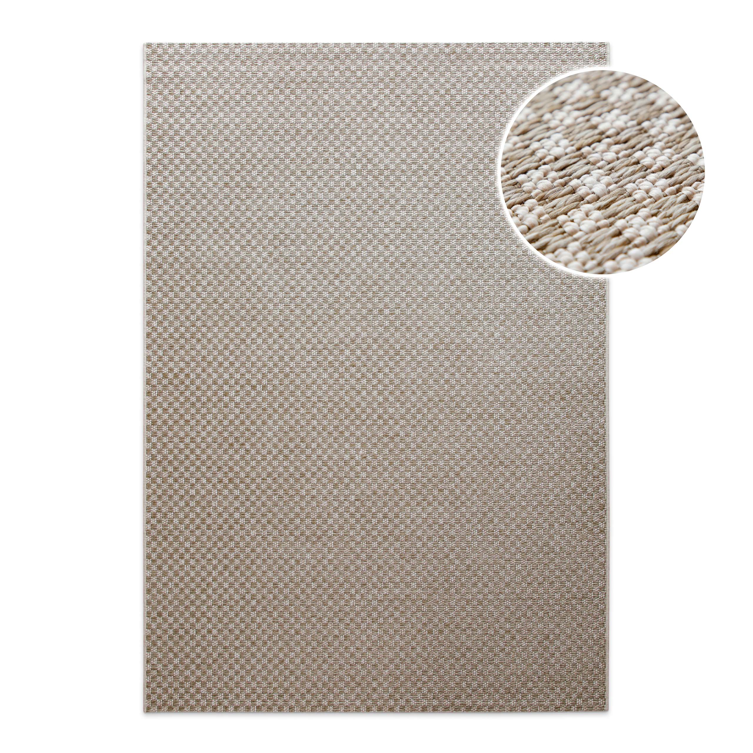 In-& Outdoor Teppich Miami South Beach creme weiß Frontansicht mit Detailausschnitt rechteckig