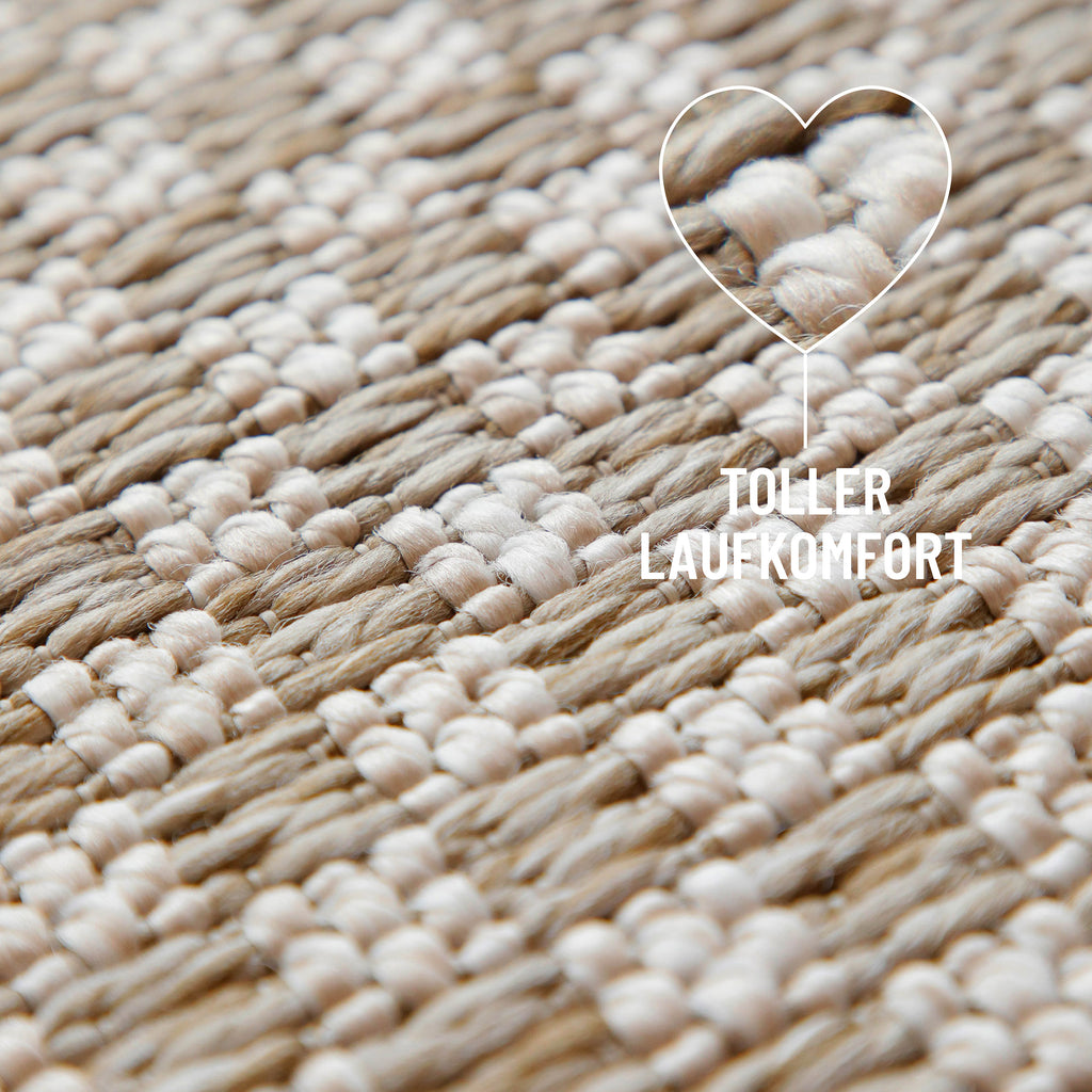 In-& Outdoor Teppich Miami South Beach creme weiß rund Detailansicht gezoomt