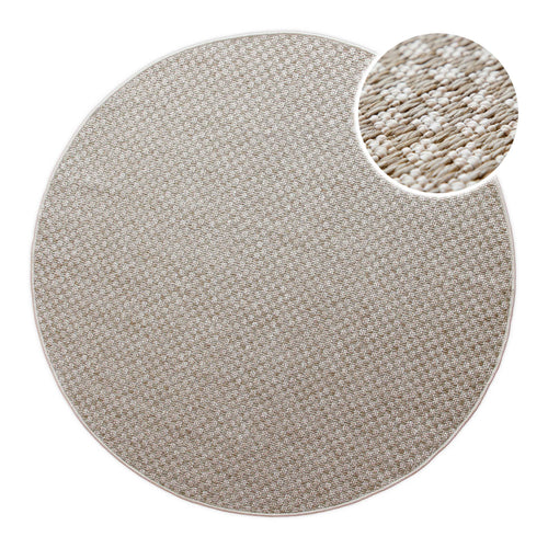 In-& Outdoor Teppich Miami South Beach creme weiß Frontansicht mit Detailausschnitt rund