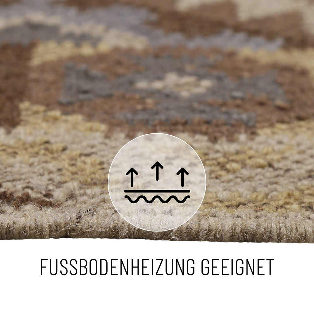 Kelim Teppich Hellbraun aus Wolle "Migny" Green Looop