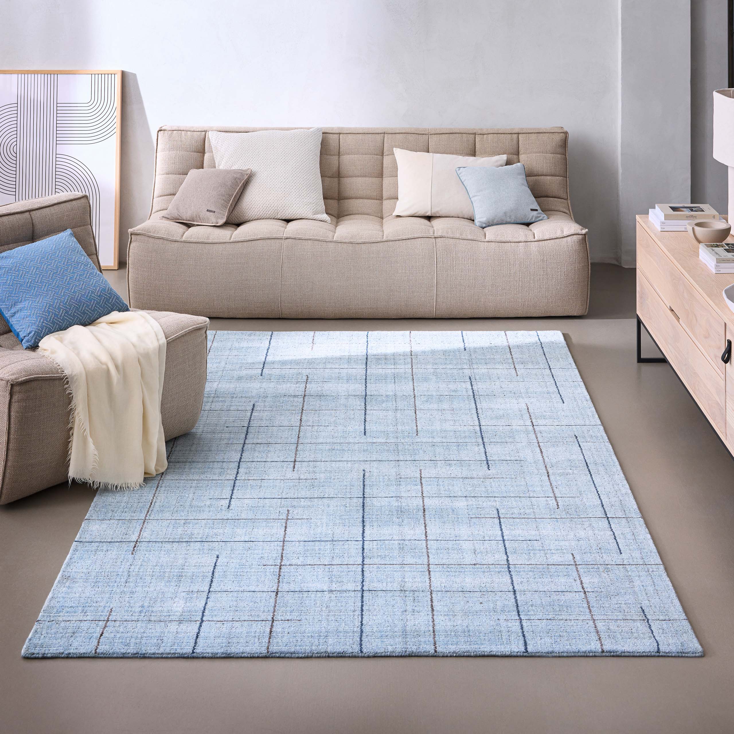 Kurzflor Teppich Licht Blau "Milly" WECONhome