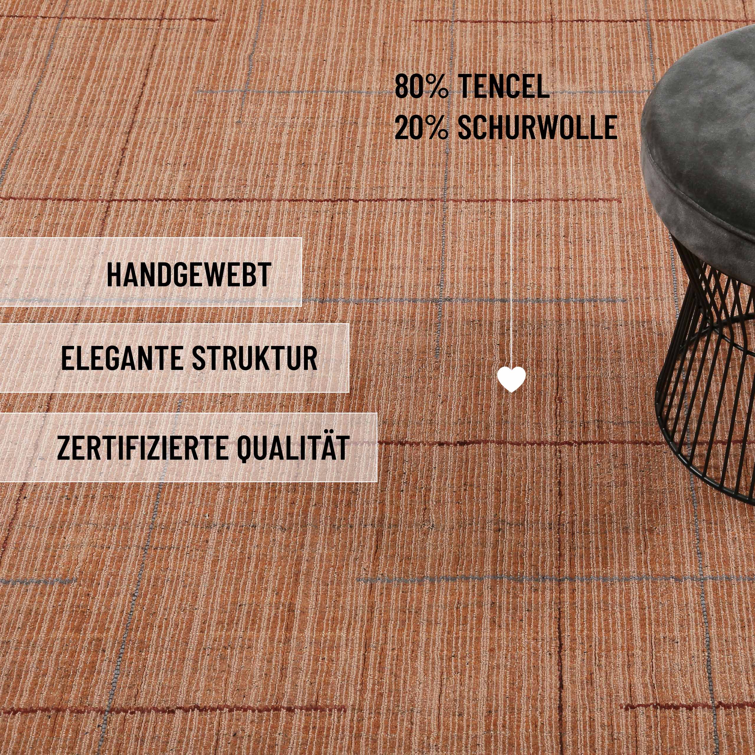 Kurzflor Teppich Lachs Rot "Milly" WECONhome