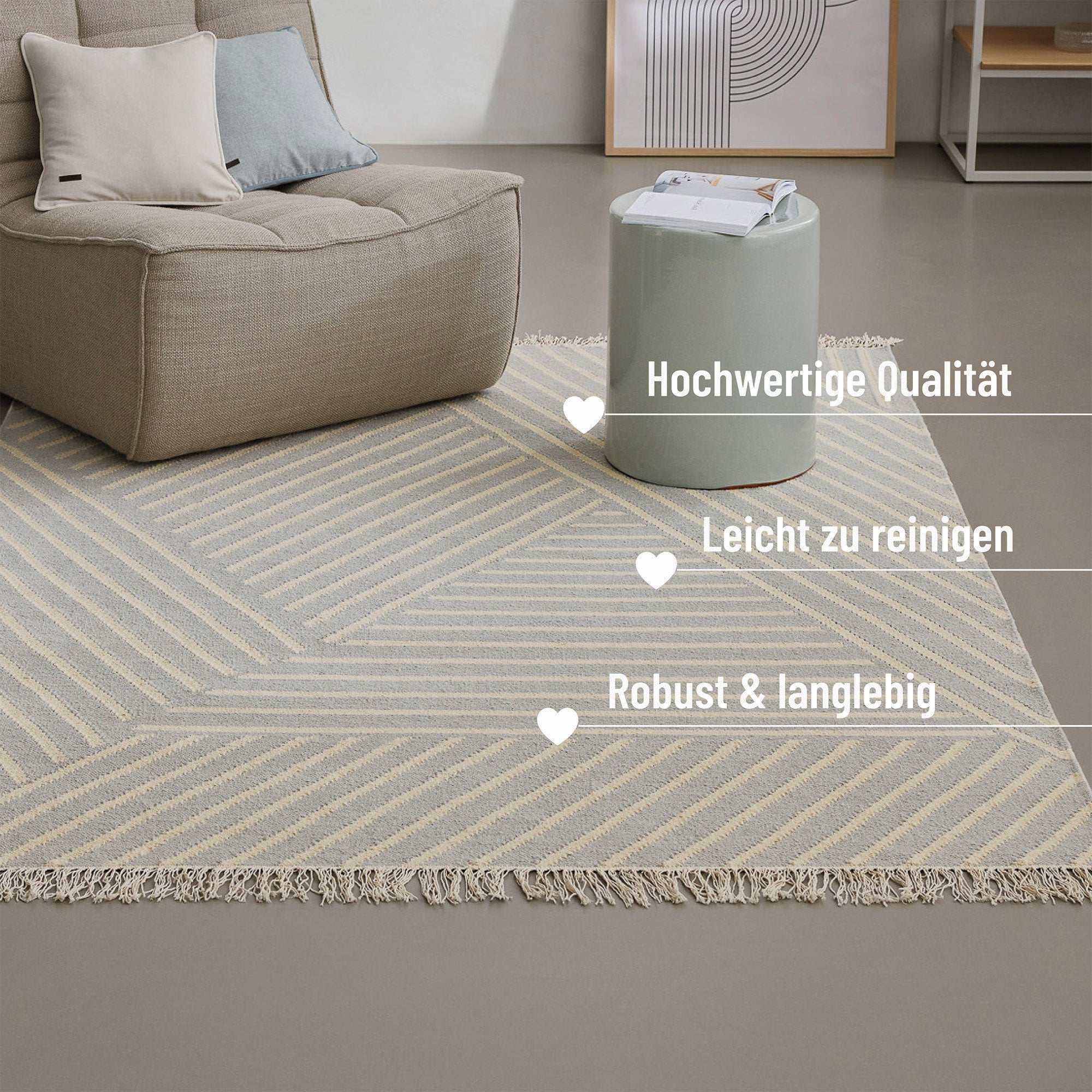 Kelim Teppich Pastell Grau "Modern Pop" WECONhome