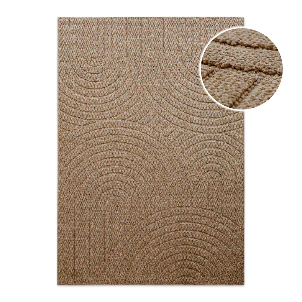 In-& Outdoor Teppich Monoq natur Frontansicht mit Detailausschnitt rechteckig
