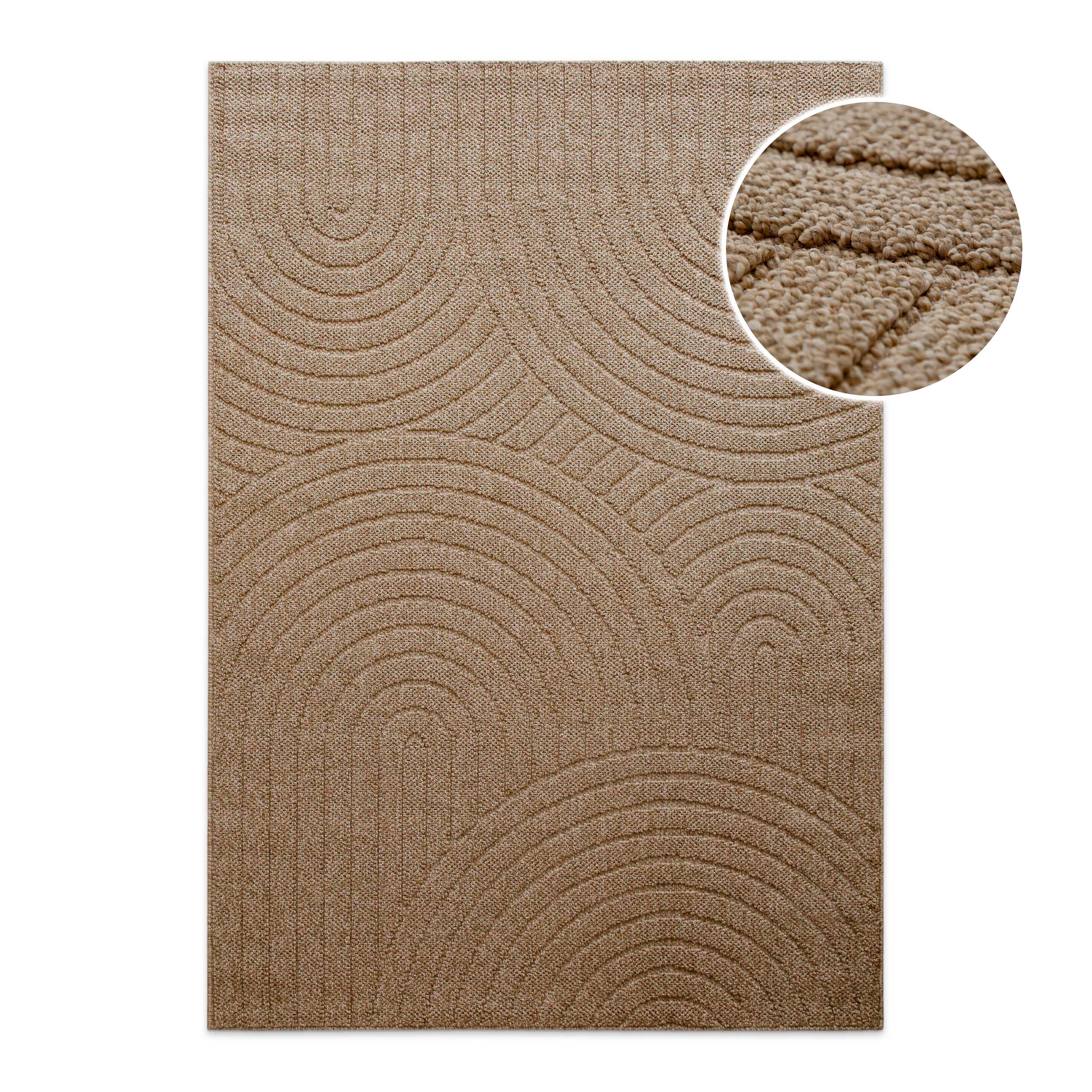 In-& Outdoor Teppich Monoq natur Frontansicht mit Detailausschnitt rechteckig