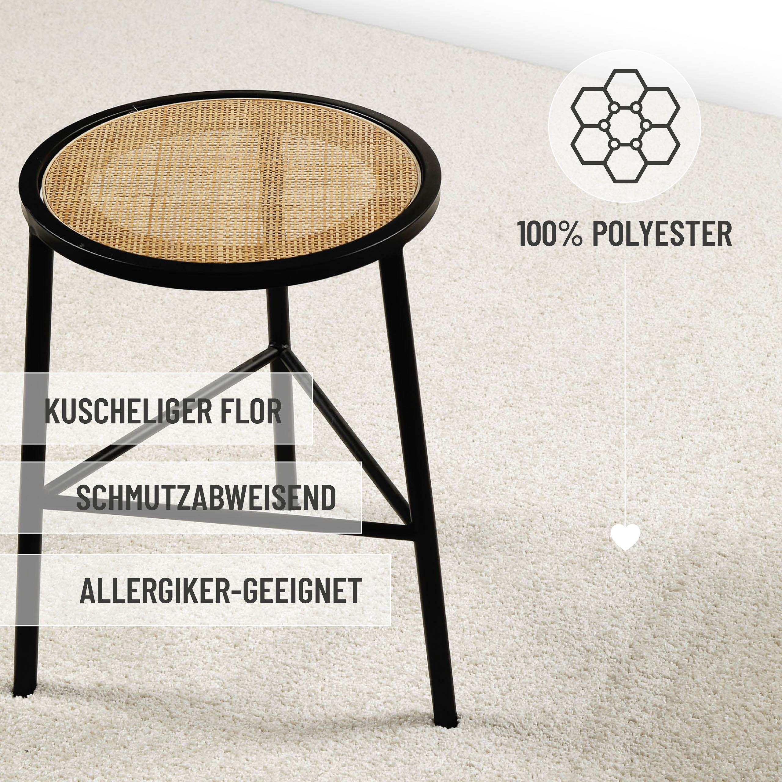 Kurzflorteppich Creme Weiß "Nova" WECONhome Basics
