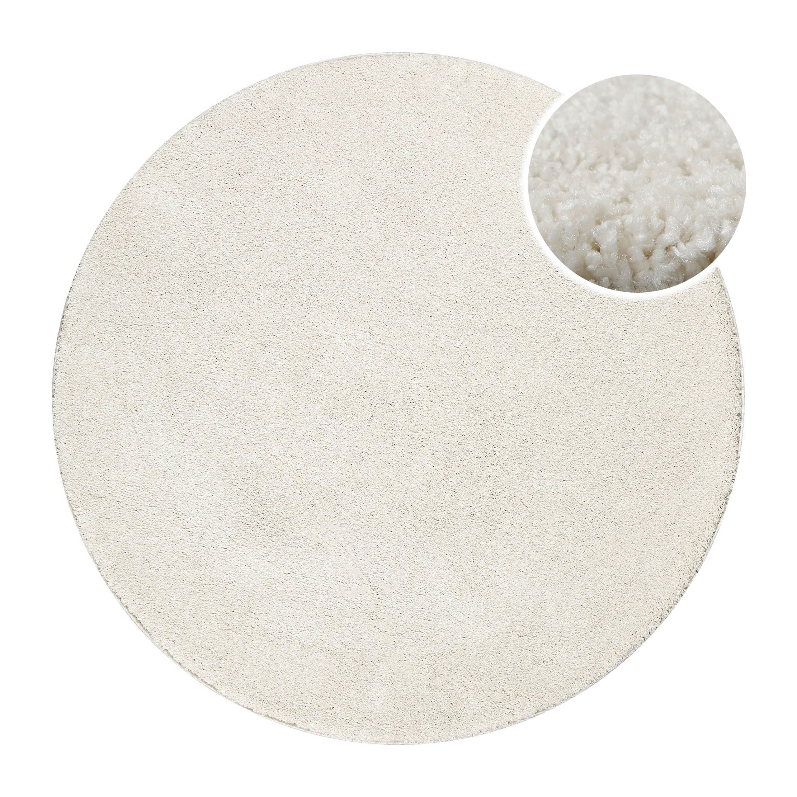 Kurzflorteppich Rund Creme Weiß "Nova" WECONhome Basics
